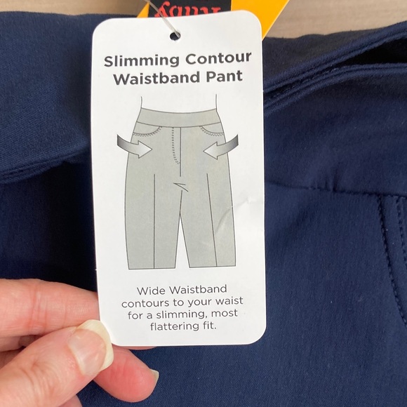 Ruby Rd Capris pant Navy blue pull on contour slimming waistband Clamdigger 22W - Picture 9 of 17